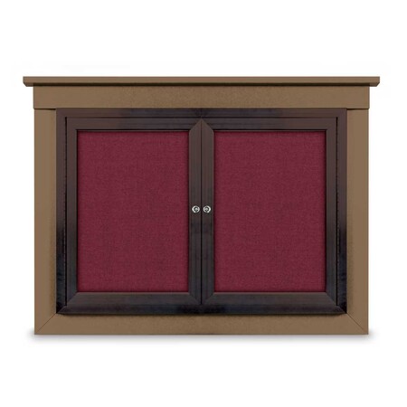 United Visual Products 18"x24" 1-Door Enclosed Letterboard, Header, Grey Felt/Walnut UV2620HD-WALNUT-GREY